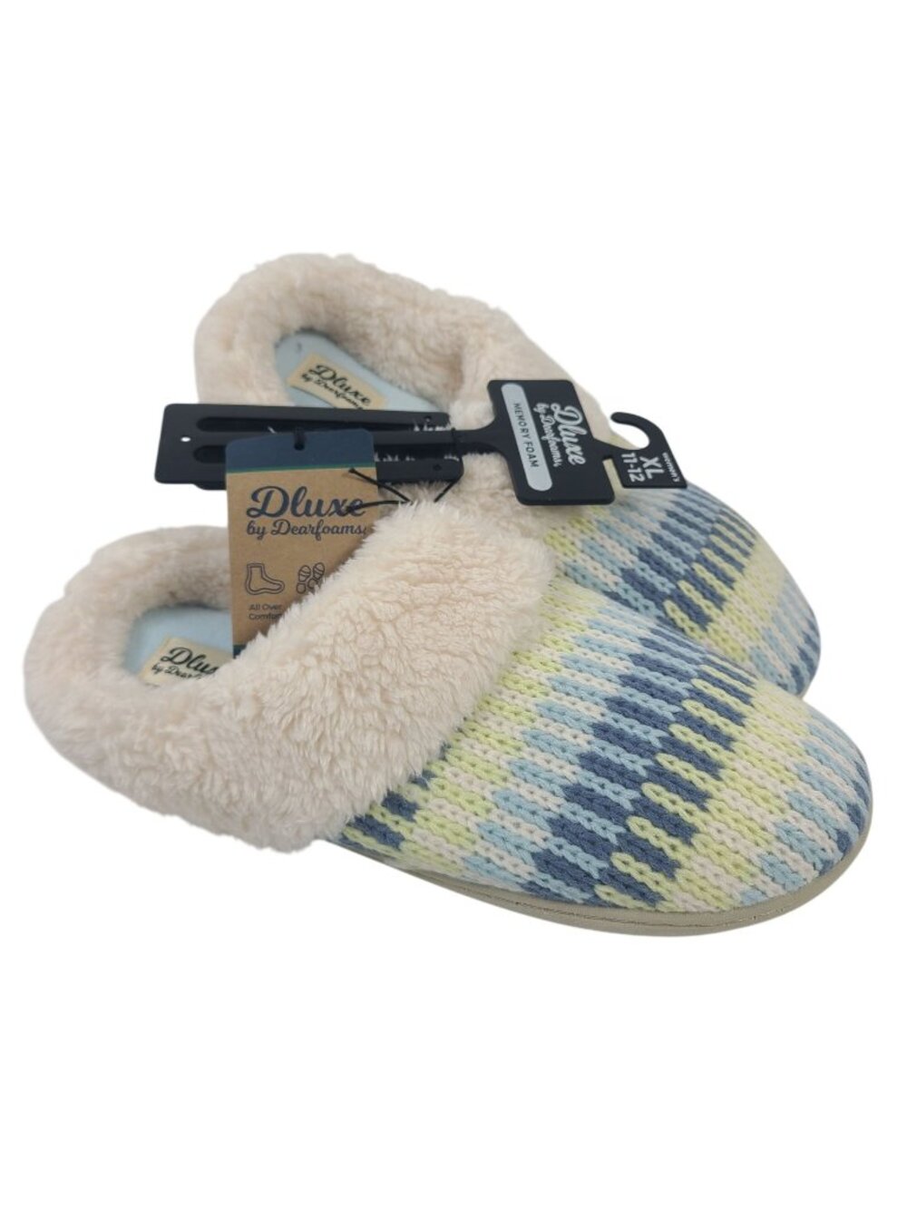 NEW Deluxe By Dearfoams Women's Memory Foam Knit Slippers Sz XL 11-12